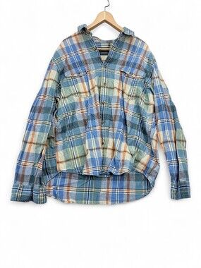 Biltmore Men's XL Cotton-Linen Plaid Button‎ Down Shirt